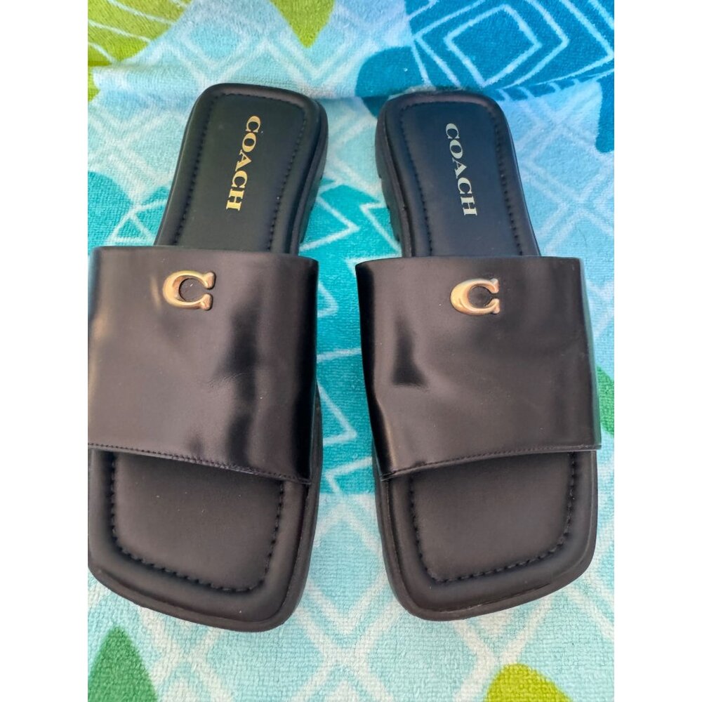 Coach  Womens Florence  C  Lug Slip On Slide Flat Sandals Size 6B